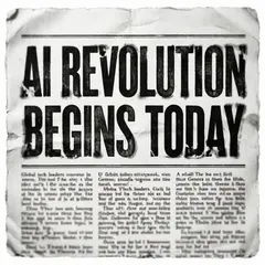 Qwen Image 2.0 — A newspaper headline reading AI REVOLUTION BEGINS 