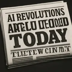 Qwen Image — A newspaper headline reading AI REVOLUTION BEGINS 