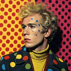 Recraft V3 — A portrait in the style of pop art, bold primary c