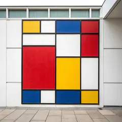 Recraft V3 — A geometric abstract composition with red, blue, a