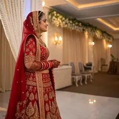 Recraft V3 — An Indian bride in traditional red and gold leheng