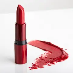 Recraft V3 — A tube of red lipstick standing upright, melting s