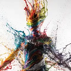 Recraft V4 — An explosion of colorful paint splashes forming a 