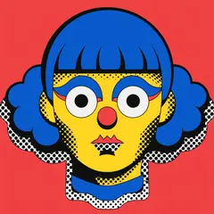 Recraft V4 — A portrait in the style of pop art, bold primary c