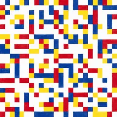 Recraft V4 — A geometric abstract composition with red, blue, a