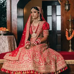 Recraft V4 — An Indian bride in traditional red and gold leheng