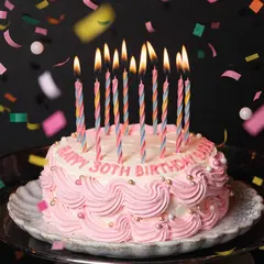 Recraft V4 — A birthday cake with HAPPY 30TH BIRTHDAY SARAH wri