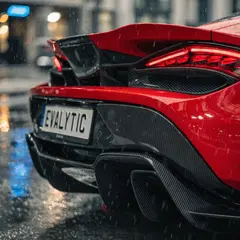 Recraft V4 — A license plate reading EVALYTIC on the back of a 