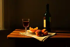 Reve v1.0 — A still life of fruit and wine on a table, Dutch G