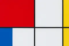 Reve v1.0 — A geometric abstract composition with red, blue, a