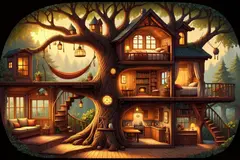 Reve v1.0 — A detailed cross-section of a fantasy treehouse sh