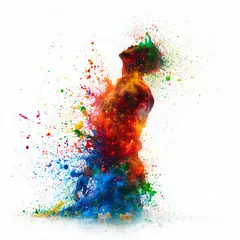 SD 3.5 Large — An explosion of colorful paint splashes forming a 