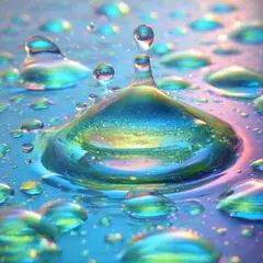 SD 3.5 Large — A macro photograph of oil droplets on water, iride