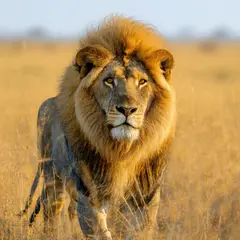 SD 3.5 Large — A majestic lion with a full mane, golden savanna b