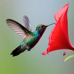 SD 3.5 Large — A hummingbird hovering next to a bright red flower