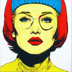 SD 3.5 Large — A portrait in the style of pop art, bold primary c