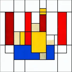SD 3.5 Large — A geometric abstract composition with red, blue, a