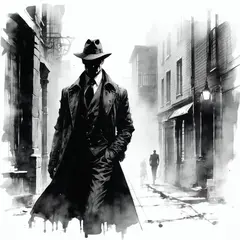 SD 3.5 Large — A noir detective in a foggy alley, graphic novel s