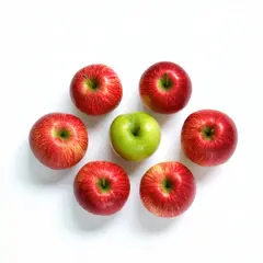 SD 3.5 Large — Five red apples arranged in a circle on a white ta