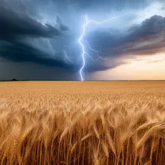 SD 3.5 Large — A vast wheat field under a dramatic thunderstorm s