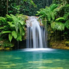 SD 3.5 Large — A waterfall cascading into a tropical pool surroun