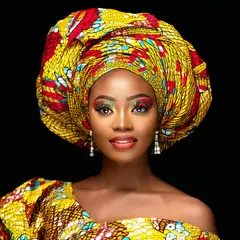 SD 3.5 Large — A woman with elaborate gele headwrap and bold eye 