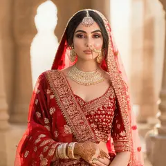 SD 3.5 Large — An Indian bride in traditional red and gold leheng