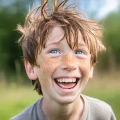 SD 3.5 Large — A freckled boy with bright blue eyes and messy hai