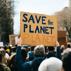 SD 3.5 Large — A protest sign held up in a crowd reading SAVE THE