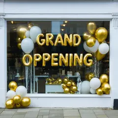 SD 3.5 Large — A storefront window with GRAND OPENING painted in 