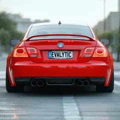 SD 3.5 Large — A license plate reading EVALYTIC on the back of a 