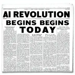 SD 3.5 Large — A newspaper headline reading AI REVOLUTION BEGINS 