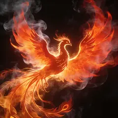 Seedream v4.5 — Smoke tendrils forming the shape of a phoenix, bac