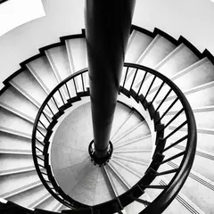 Seedream v4.5 — A spiral staircase viewed from directly above, geo