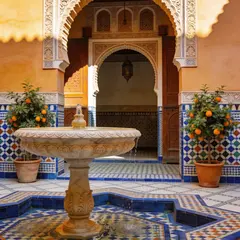 Seedream v4.5 — A traditional riad courtyard with intricate zellig