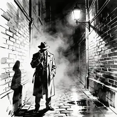 Seedream v4.5 — A noir detective in a foggy alley, graphic novel s