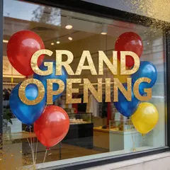 Seedream v4.5 — A storefront window with GRAND OPENING painted in 