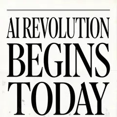 Seedream v4.5 — A newspaper headline reading AI REVOLUTION BEGINS 