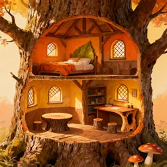 Seedream v4 — A detailed cross-section of a fantasy treehouse sh
