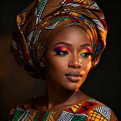 Seedream v4 — A woman with elaborate gele headwrap and bold eye 