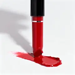 Seedream v4 — A tube of red lipstick standing upright, melting s