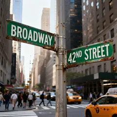 Seedream v4 — A street sign at the intersection of BROADWAY and 