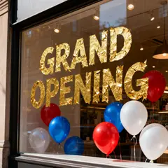 Seedream v4 — A storefront window with GRAND OPENING painted in 