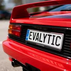 Seedream v4 — A license plate reading EVALYTIC on the back of a 