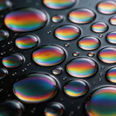 Seedream v5 Lite — A macro photograph of oil droplets on water, iride