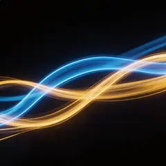 Seedream v5 Lite — Intertwining ribbons of light in blue and gold aga