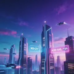 Seedream v5 Lite — A futuristic city skyline with flying vehicles, sl