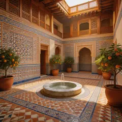 Seedream v5 Lite — A traditional riad courtyard with intricate zellig