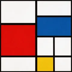 Seedream v5 Lite — A geometric abstract composition with red, blue, a