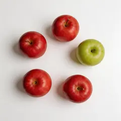 Seedream v5 Lite — Five red apples arranged in a circle on a white ta